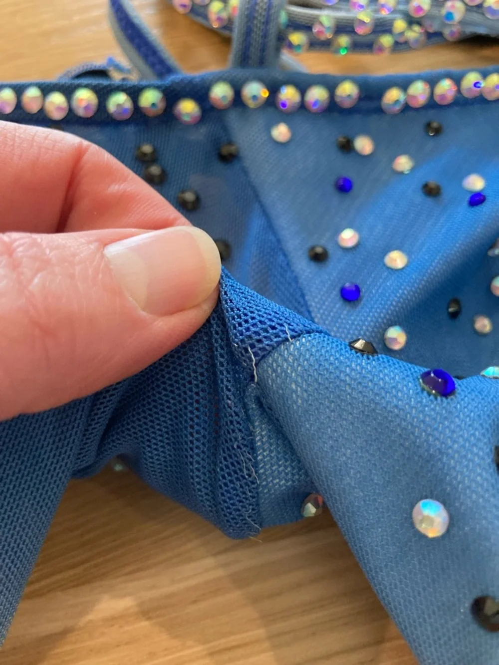 Adult M/L Blue/white Ombre Ice Skating Dress with rhinestones - Picture 4 of 8